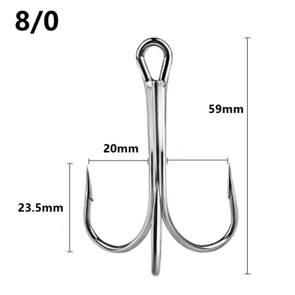 10 gab./kastē Milzīgi Trīskāršie Āķi 4X Stipri 6/0#-10/0# Zivju āķis Ass Ar atskabarpām Oglekļa tērauda Enkura piederumi Apaļš Loksnes leņķis Lielām zivīm