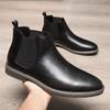 Men's Ankle Boots Autumn Winter Arrival Plus Size British Style Elastic Side High-Top Leather Men's Boots Non-Slip Casual Shoes