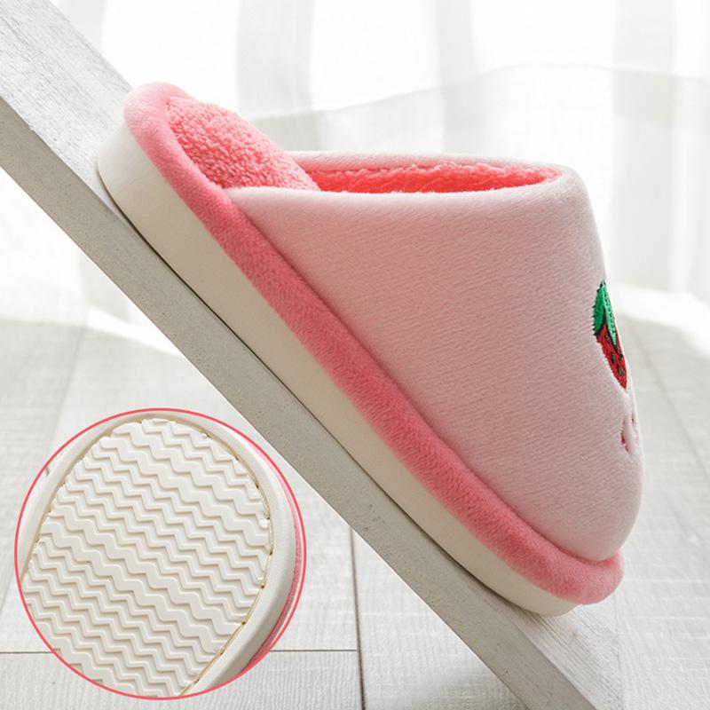 Children's Slippers Baby Non-Slip Shoes Cute Fruit Pattern Kids Cotton Slippers Winter Warm Home Footwear