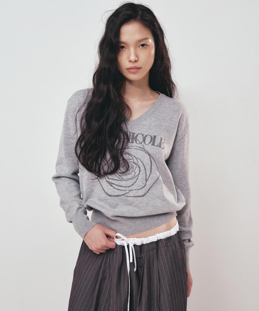 Nigaennikol Nicole Rose Jaquard Pullover Knit_Gray
