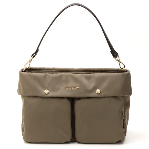 

Double Front Pocket Shoulder Bag B009202 Greige [Lava Gagery] 2-Way (26)