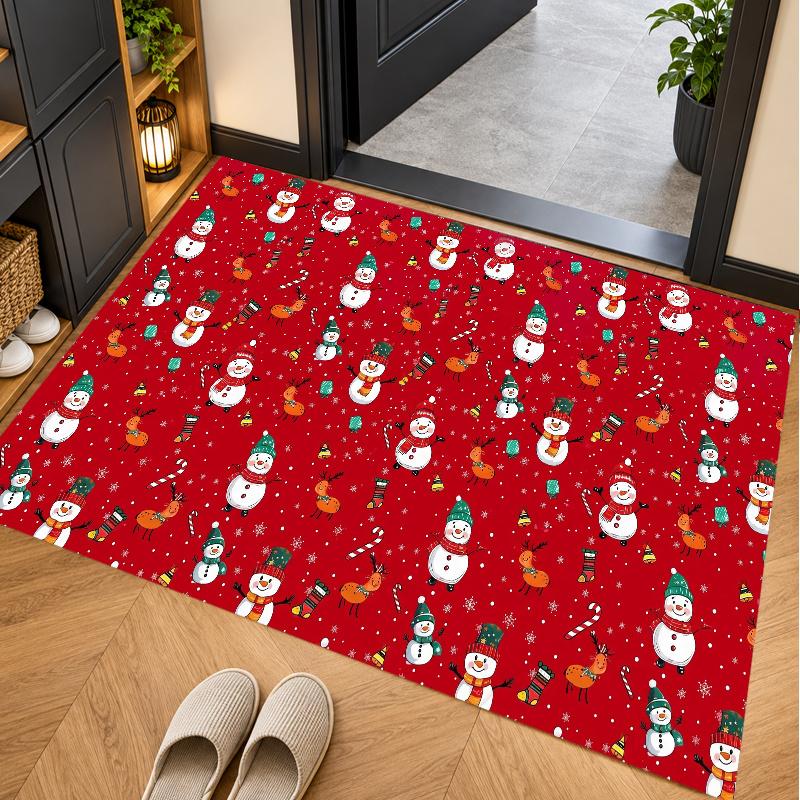 Christmas Theme Floor Carpet, Soft Area Rug, Xmas Indoor Home Holiday Decoration