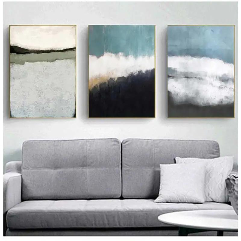 Art Modern Cuadro Decor Home Fashion Wall Picture for Living Room Nordic Poster and Print Abstract Blue Black Colour Canvas