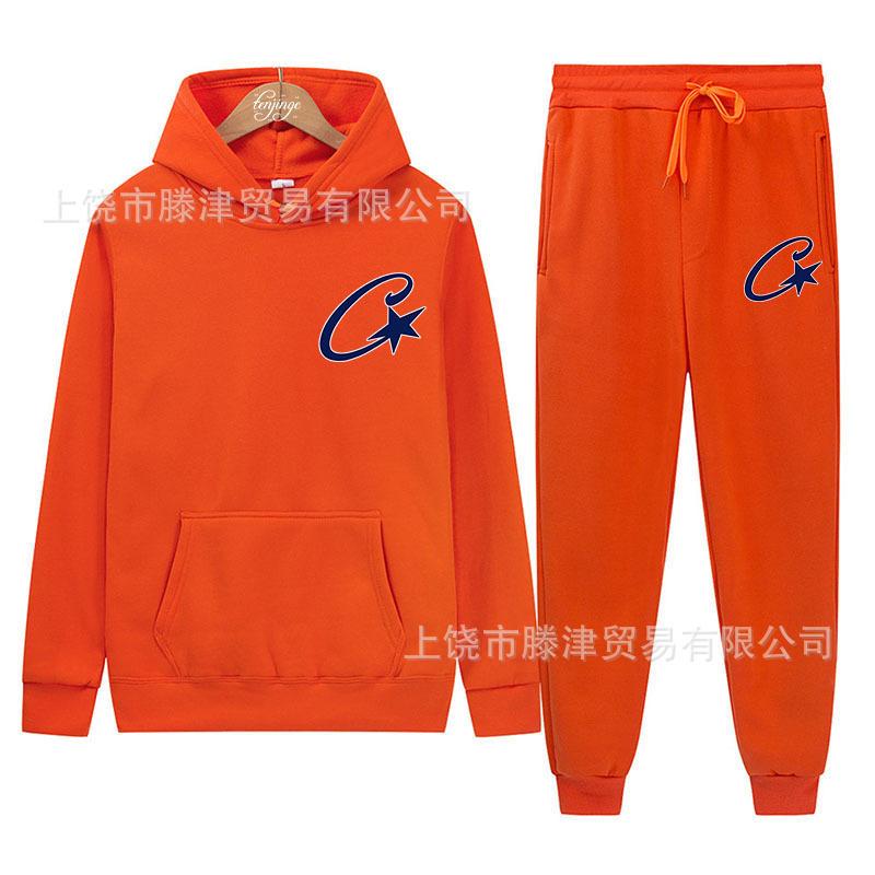 Trendy Corteiz Devil's Island Hoodie Street Hip Hop Sports Pants Casual Versatile Set