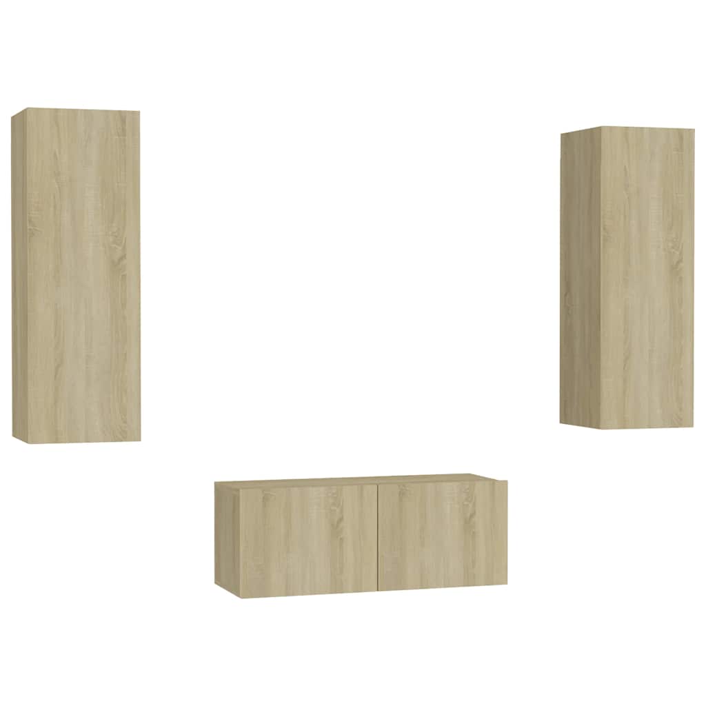 Vidaxl 3-Cz. Set de mobilier TV, Stejar Sonoma, Material pe bază de lemn