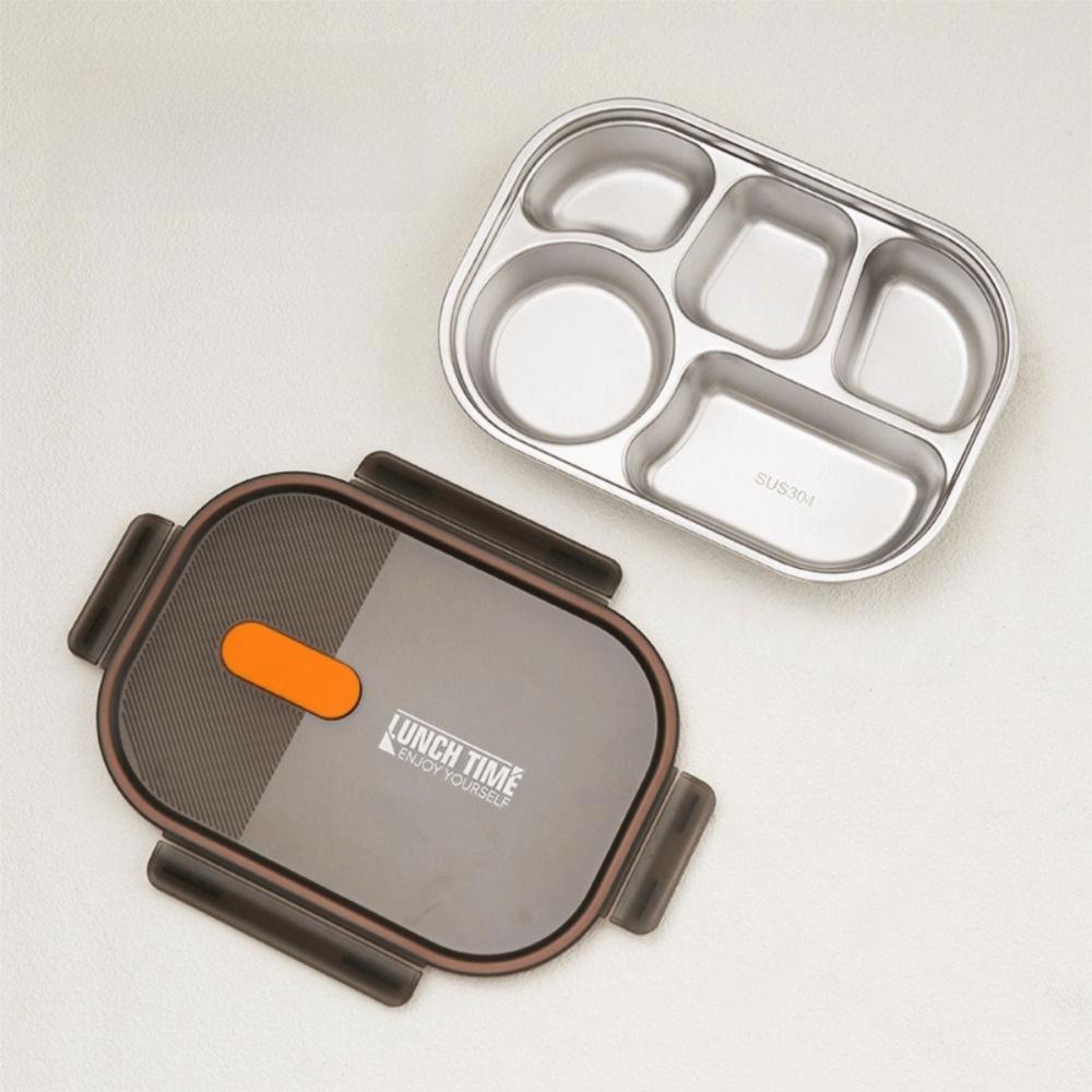 Large Capacity Stainless Steel Lunch Box 304 Stainless Steel Divided Lunch Plate  Picnic Use