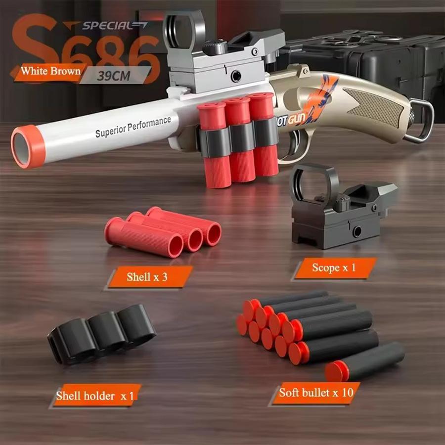 Mini S686 Rifle Shell Ejection Toy Gun Soft Bullet Manually Loaded Outdoor Sports CS Shooting Game Weapon for Children Boys Gift