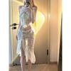 Super Fairy Vacation Style Lace Hollow Beautiful High Sense Split Three-piece Swimsuit Seaside Casual Tube Top Bikini