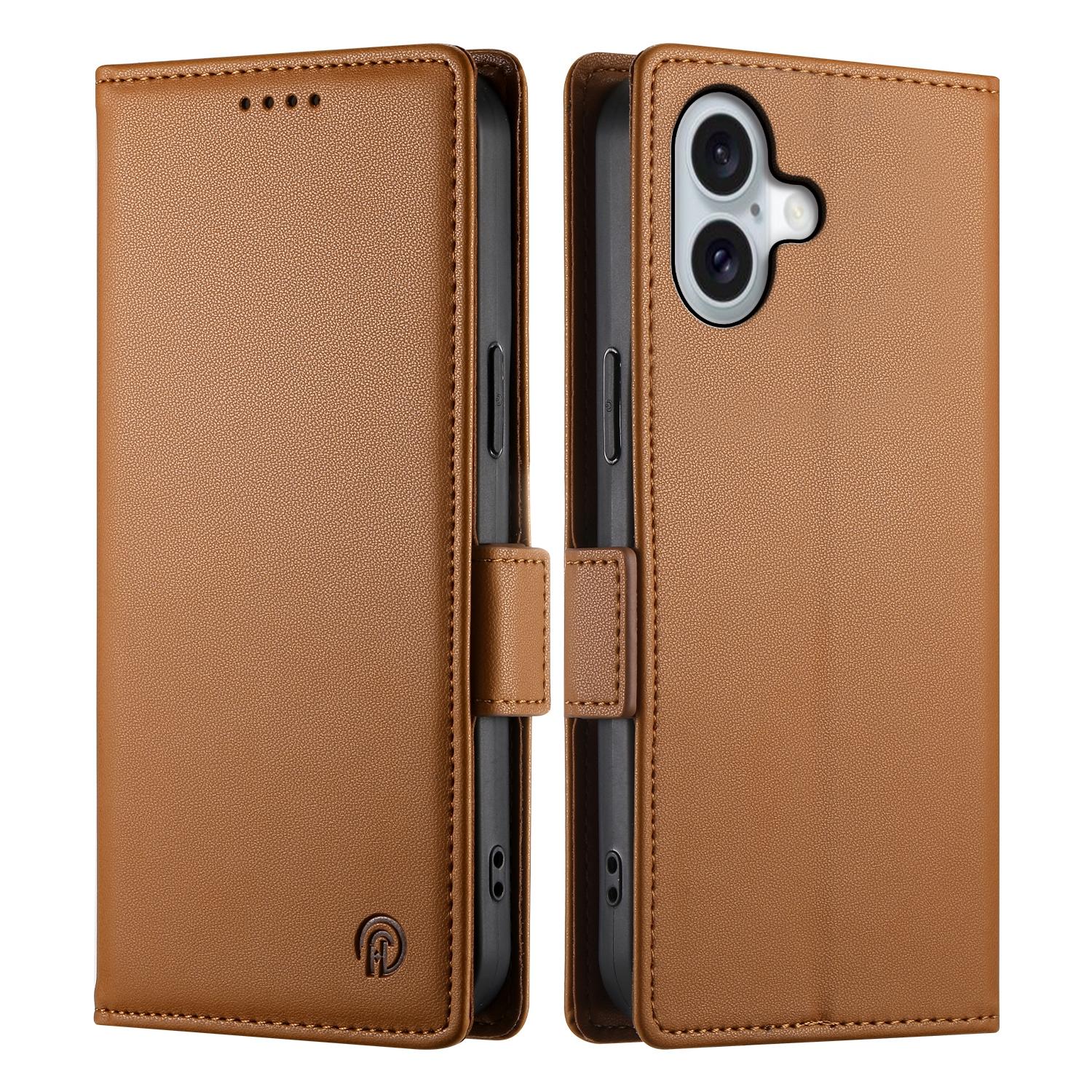

For iPhone 17 Stand Case PU Leather Wallet Phone Cover Brown