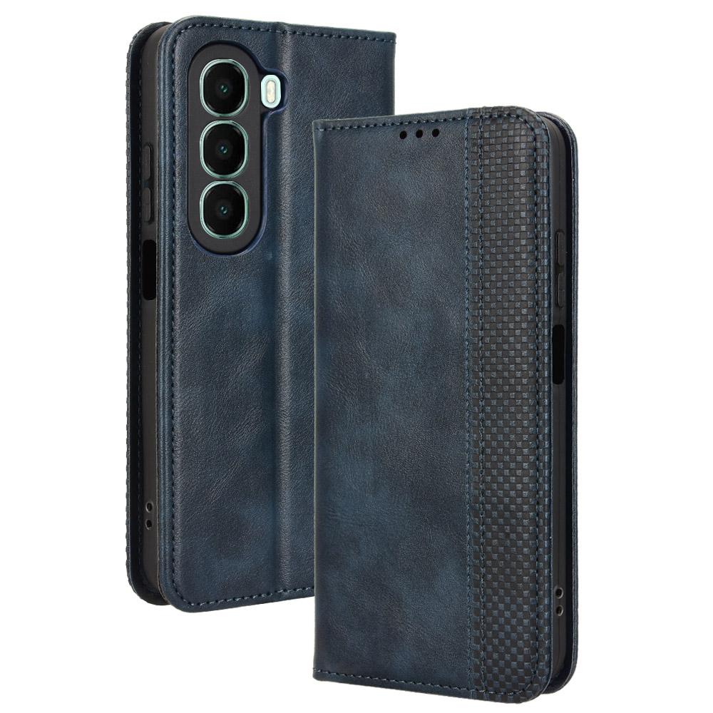 

For itel A95 5G Leather Case Wallet Stand Retro Texture Phone Cover Blue