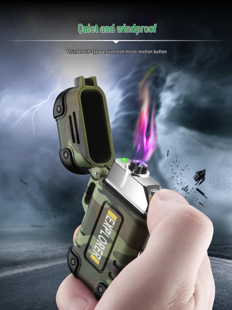 Outdoor Camping Waterproof Windproof Type-C Rechargeable Lanyard Lighter F37