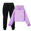 Children's Hooded Top And Trousers Two-piece Sportswear Set Long-sleeved Solid Color Clothing Set