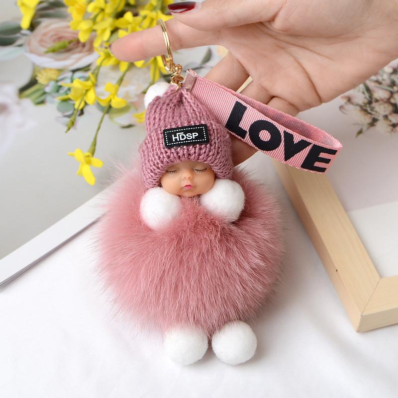 Doll Plush Sleep Ball Key Chain Bag Pendant Cute Decoration Ornament Toy Gift