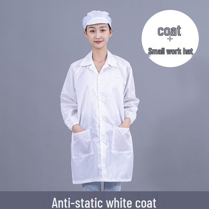 Unisex Striped Antistatic Lab Coat for Dust-Free and Static Protection