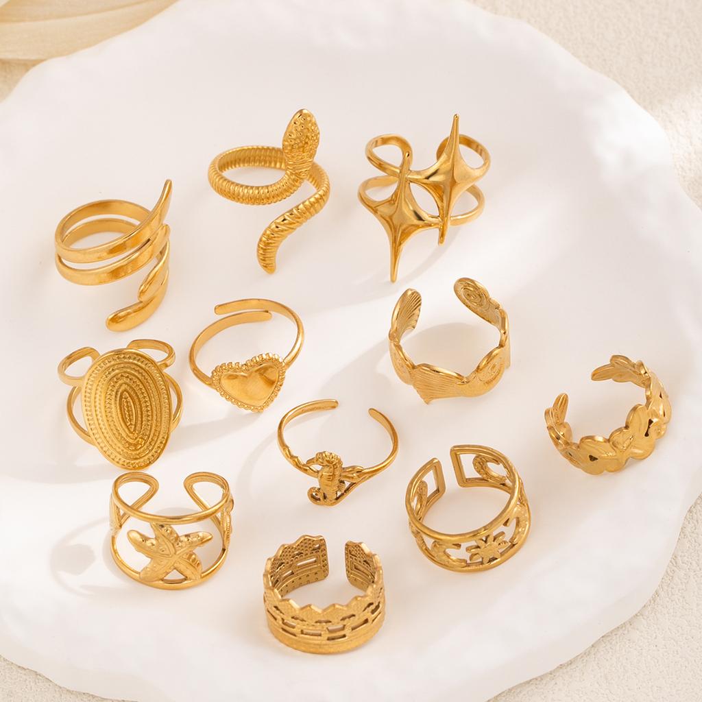 1Pcs Lady stainless steel open-ended ring, extravagant accessory ring, hollow finger ring