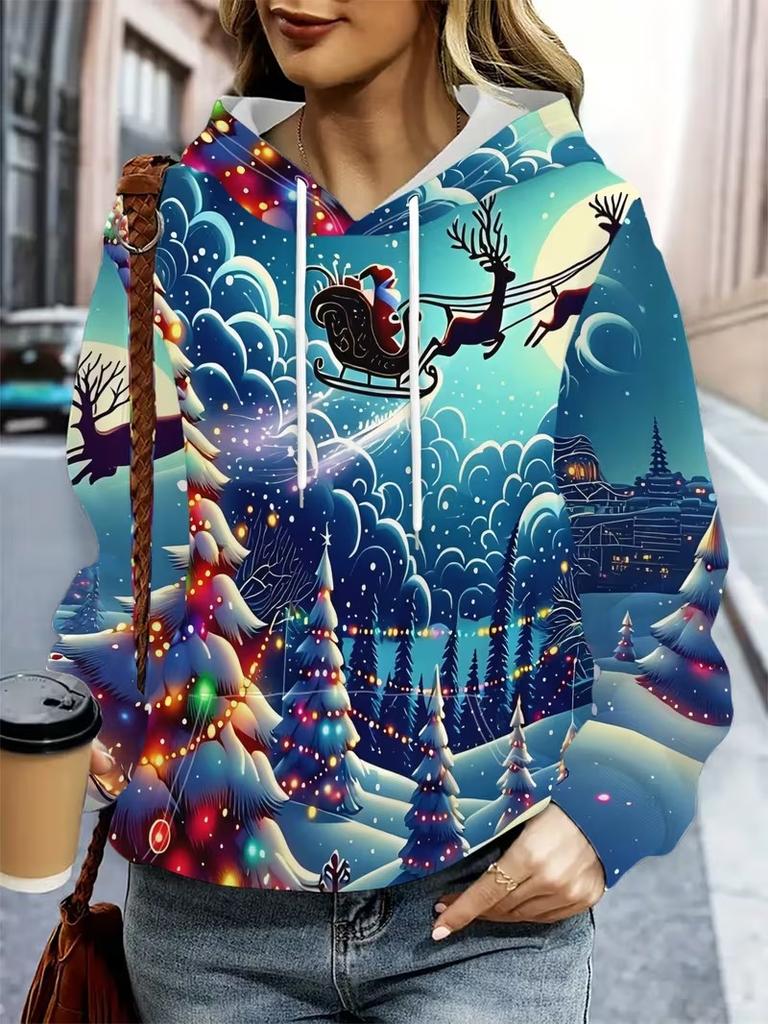 Large women's casual hooded sweatshirt with pockets