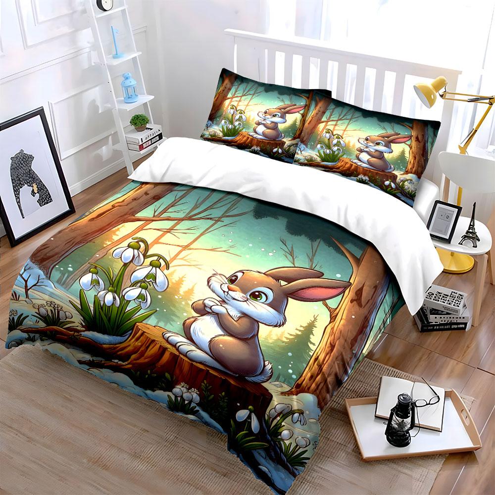 "Charming Bunny In Wonderland" Bedding Sets Duvet Covers Pillowcases(1* Duvet Cover 2* Pillowcases Without Duvet Insert)