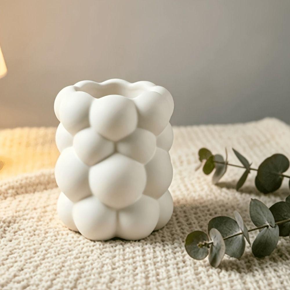 3D Printed Desk Storage Box Cloud-shaped Makeup Brush Storage Simple Style Flower Vase Home Decor
