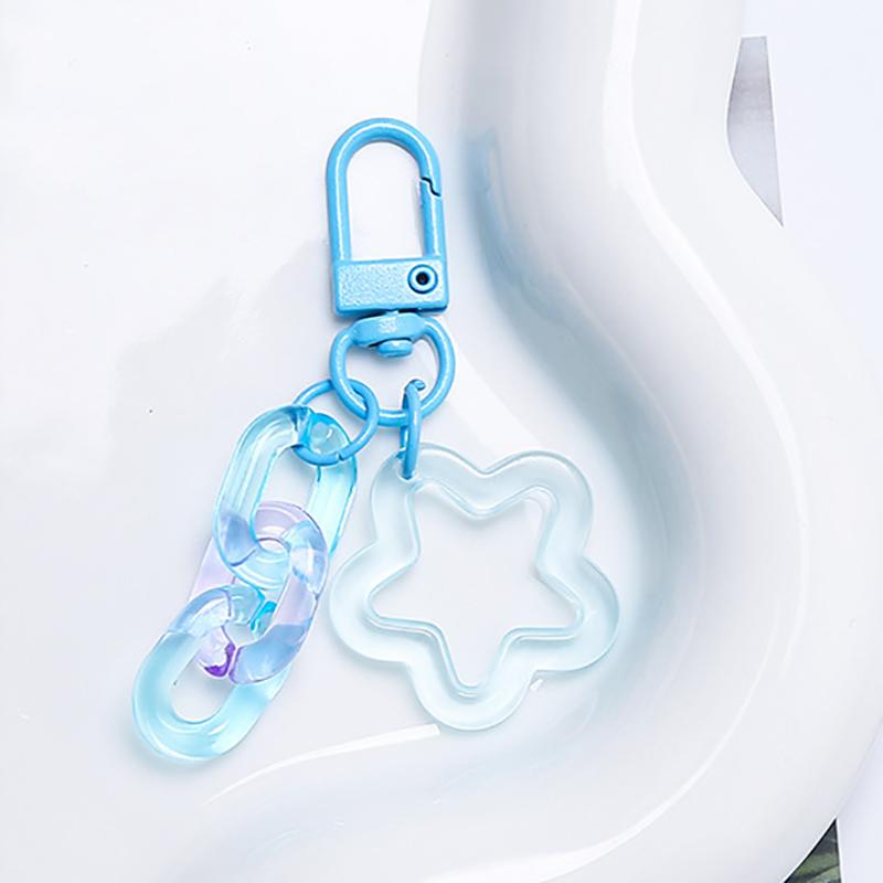 Metall Offener Ring Schlüsselanhänger Bunte Harz Fünfzackiger Stern Glocke Anhänger Schlüsselanhänger Für Frauen Mädchen Auto Hängender Schmuck Schlüsselhalter