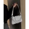 Silver Butterfly Design Shoulder Bag Women Chain Water Wave Leather Underarm Handbag Ladies Hot Girl Y2k Aesthetic Crossbody Bag