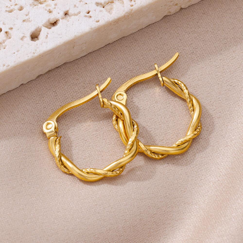 Vintage Stainless Steel Earrings for Women Minimalist Gold Color Earring Trendy Designer Zircon Accessories Free Gift Aretes
