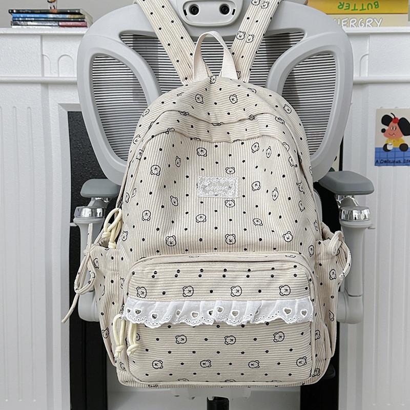College Style Youth Travel Backpack For Girls With Nylon Material And Cartoon Pattern