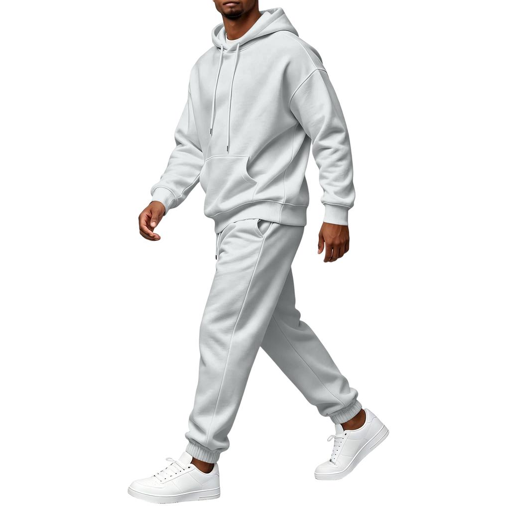 Men's Retro Hooded Two-Piece Set, Casual Athletic Outfit for Daily Wear