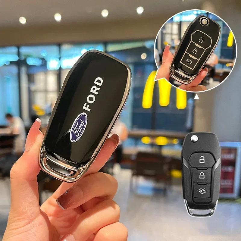 

Car Sticker 2026 Ford New 2025 Hot New TPU Car Remote Key Case Cover Shell Fob 3 Buttons For Ford Figo 2017 Mondeo 5 Ecosport Pu