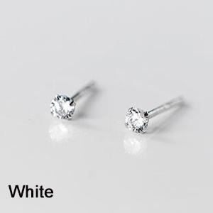 

INZATT Real 925 Silver Tiny Round Single Zircon Ear Piercing Stud Earrings For Fashion Women Party Classic Fine Jewelry 2MM Zircon