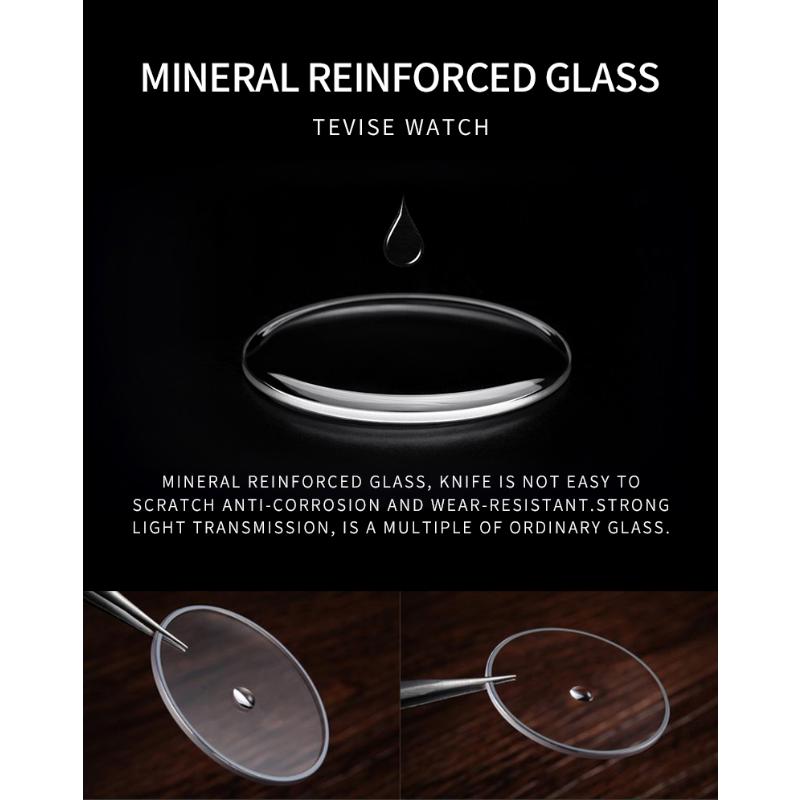 Tevise Men Business Watch Stainless Steel Quartz Watch Date Fashion Casual Watches Sapphire Crystal Watch