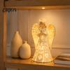 Prayer Angel Statue Decoration Guardian Figurine with Warm LED Light for Christmas Decor, Praying Inspirational Gifts Women Tabletop Night Lamp