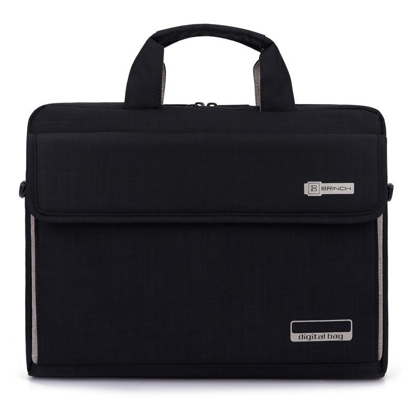 BRINCH Nylon Laptop Bag 14-16 Inch Notebook - Adjustable Crossbody Messenger With Inner Sleeve Water Resistant Shockproof