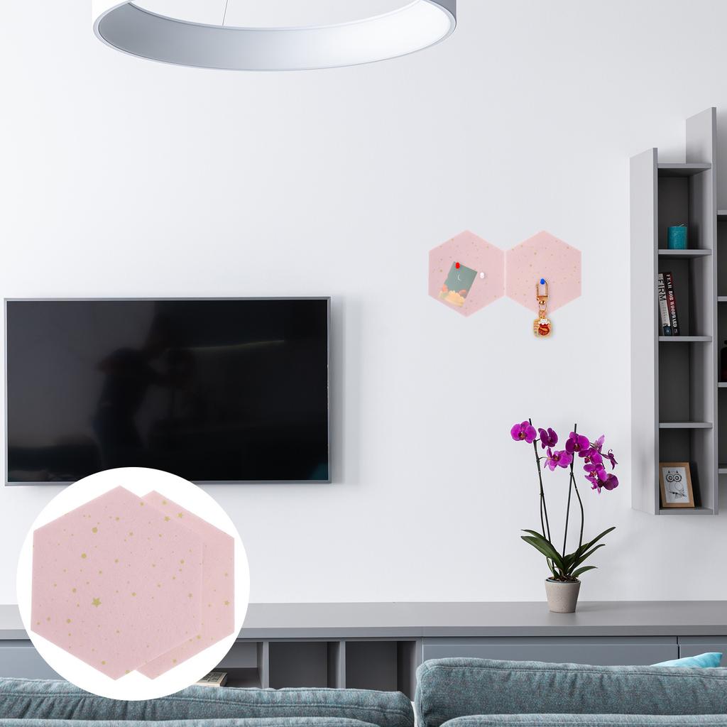 2Pcs Hexagon Felt Wall Stickers Self Adhesive Felt Memo Boards for Home Office Kitchen Wall Photo Display Note Board