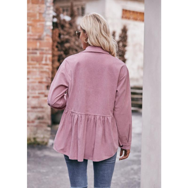 Spring and Autumn Women's Shirts Long Sleeve Tops Casual Corduroy Shirt