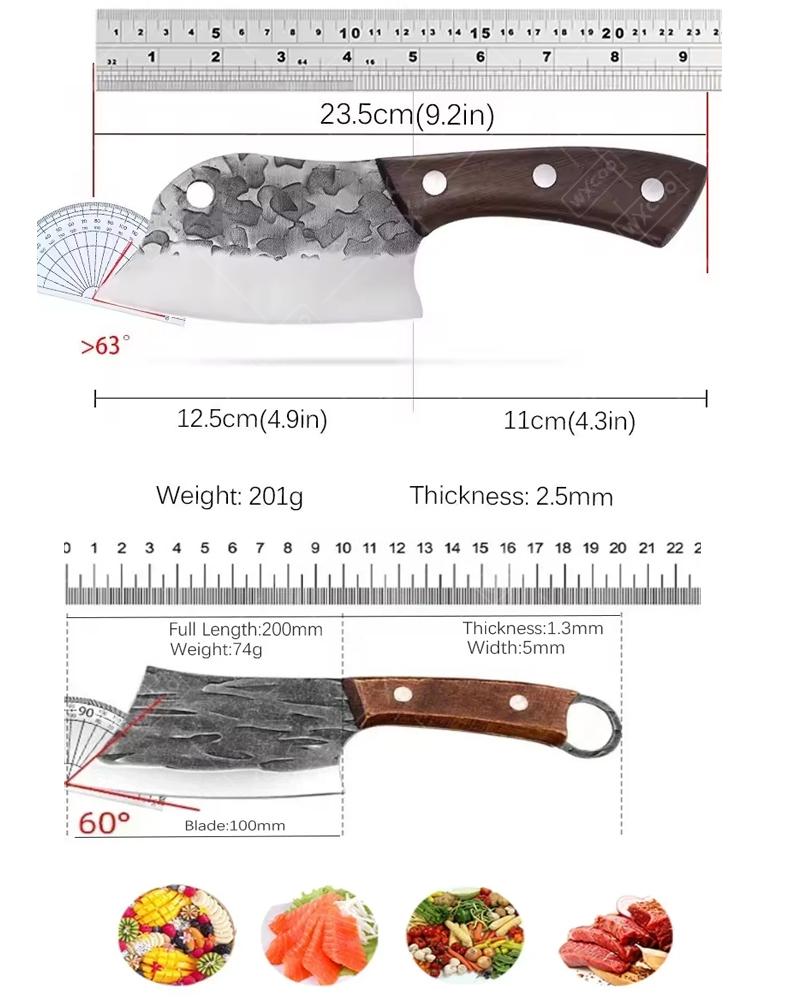 Light TOP Boning Knife Butcher Knife Forged Cleaver Fish Slicing Meat Vegetable Kitchen Knife Stainless Steel Wooden Handle