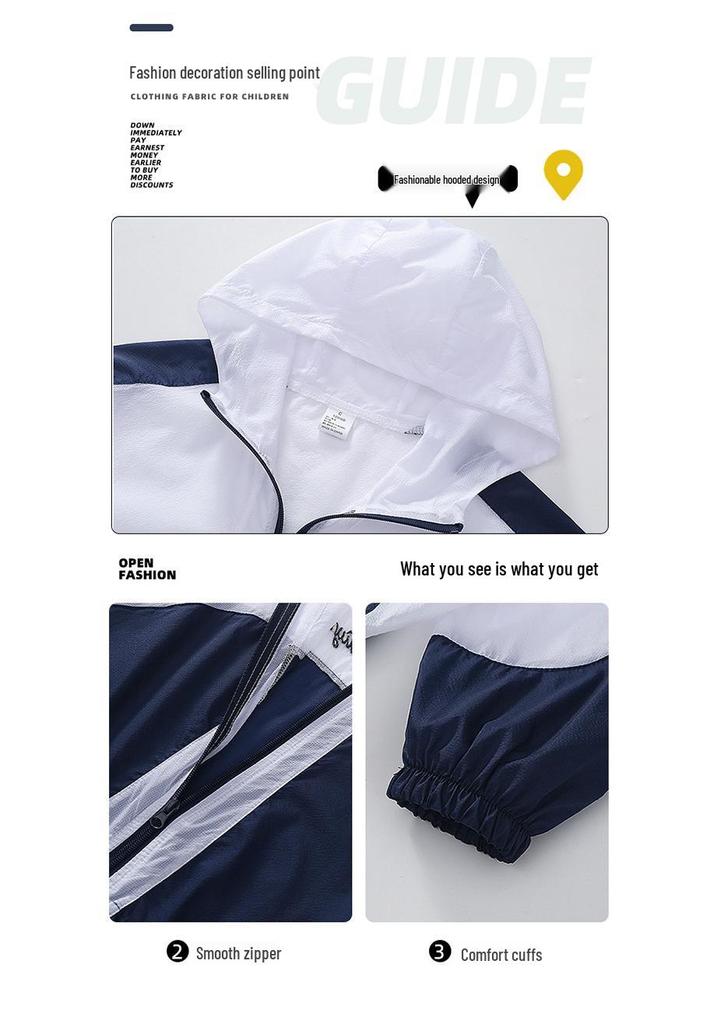 Boys' Lightweight Summer Sun Protection Clothing - Ultra-Thin, Breathable, Quick-Drying for Medium & Large Children, Trendy 2026 Style