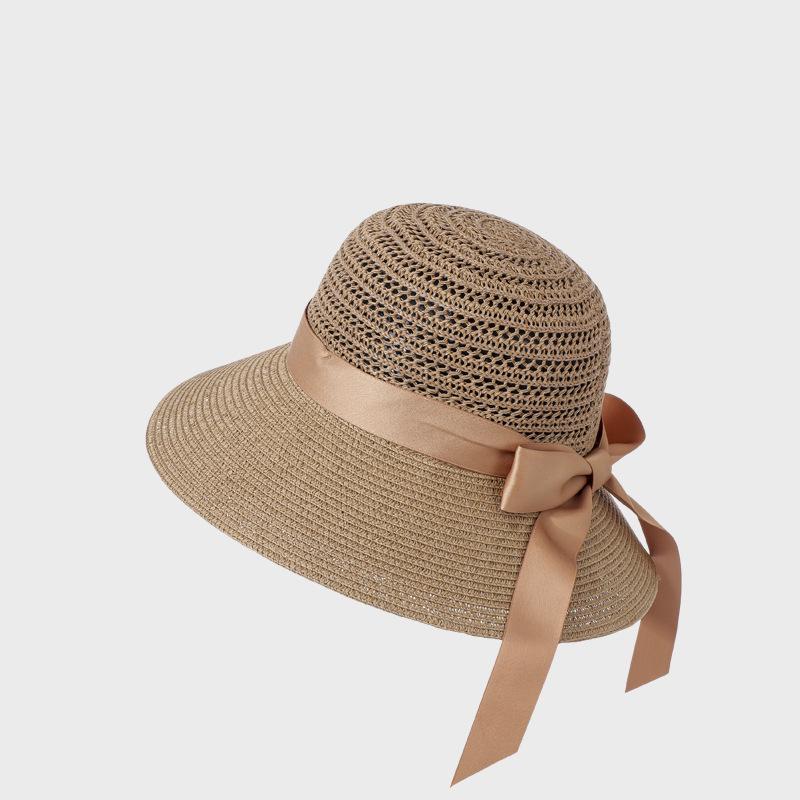 Summer Straw Sun Hat Women's Bow Outdoor Seaside Vacation Sunscreen Hat