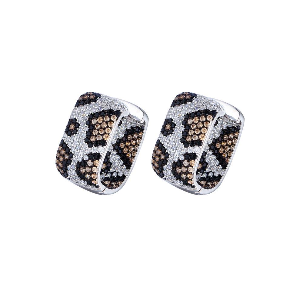 

Полностью бриллиантовый двухцветный процесс гальванопокрытия, серьги-клипсы с узором змеи, микроинкрустированные цирконом, классические серьги с леопардовым узором