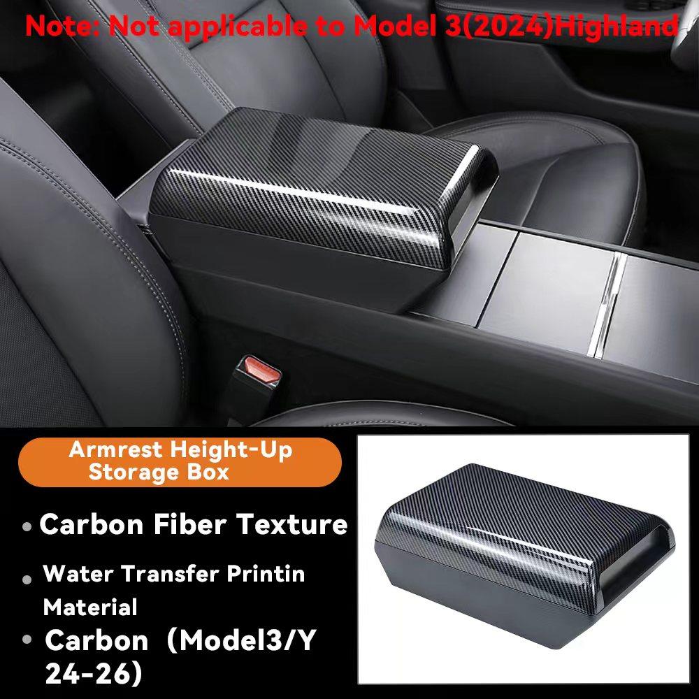For Tesla Model Y Juniper -2026 Center Armrest Booster Pad Suede Leather Magnetic Storage Box Model 3 Higher Armrests Box