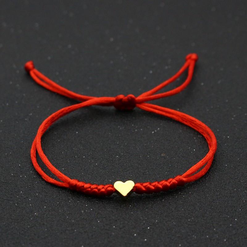Tiny Heart Charm Bracelets for Women Girls Simple Blue Black Red Rope Chain Braided Bracelet Woven Jewelry Best Gifts Her