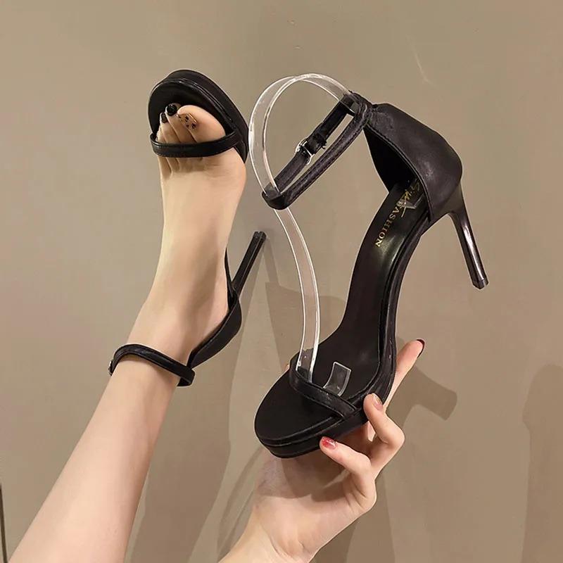 

Fashion 2025 Women s Open Toe Shoe Espadrilles Platform Black New Peep Stiletto Girls Fashion High High-hee 34 чёрный