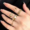 Creative Retro Geometric Open Heart Ring Set - Women's Trendy Minimalist Chain Design (5 Pieces)