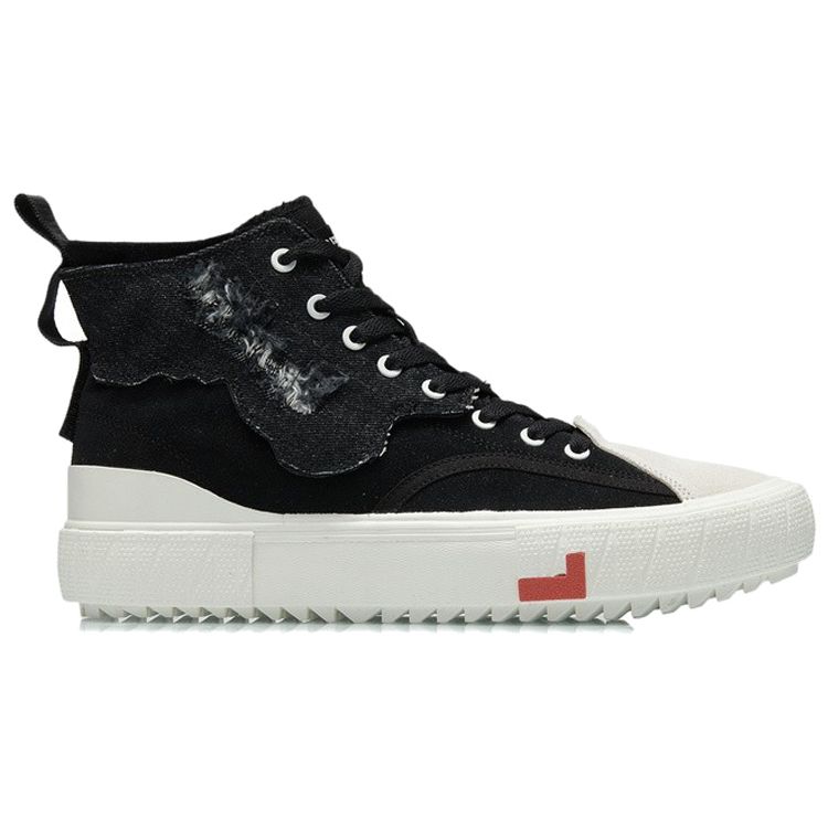 Li Ning CF Casual Comfortable Wear-Resistant Lightweight High-Top Skate Shoes Men Sneakers Black White AGCR319-2