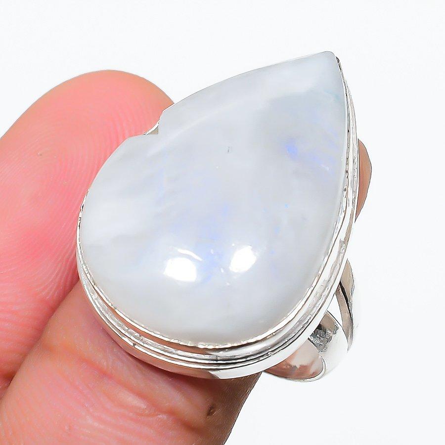 

Rainbow Moonstone Gemstone Handmade Ethnic Jewelry Ring Size 8.5 SR-5495