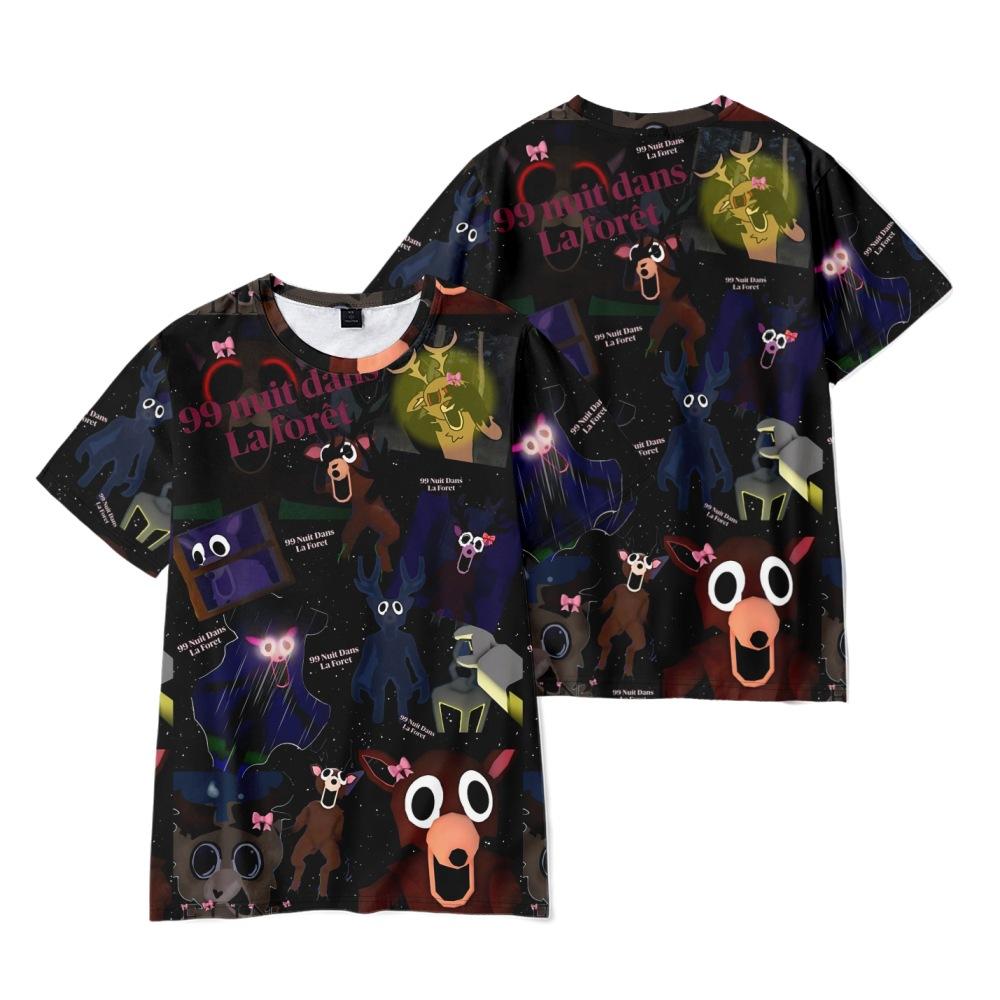 15 Colors Fashion 99 Nights In The Forest Cartoon T Shirts for Women Men Summer Clothing Fitness O Neck Man T-shirt Oversized Men T-shirts Tops