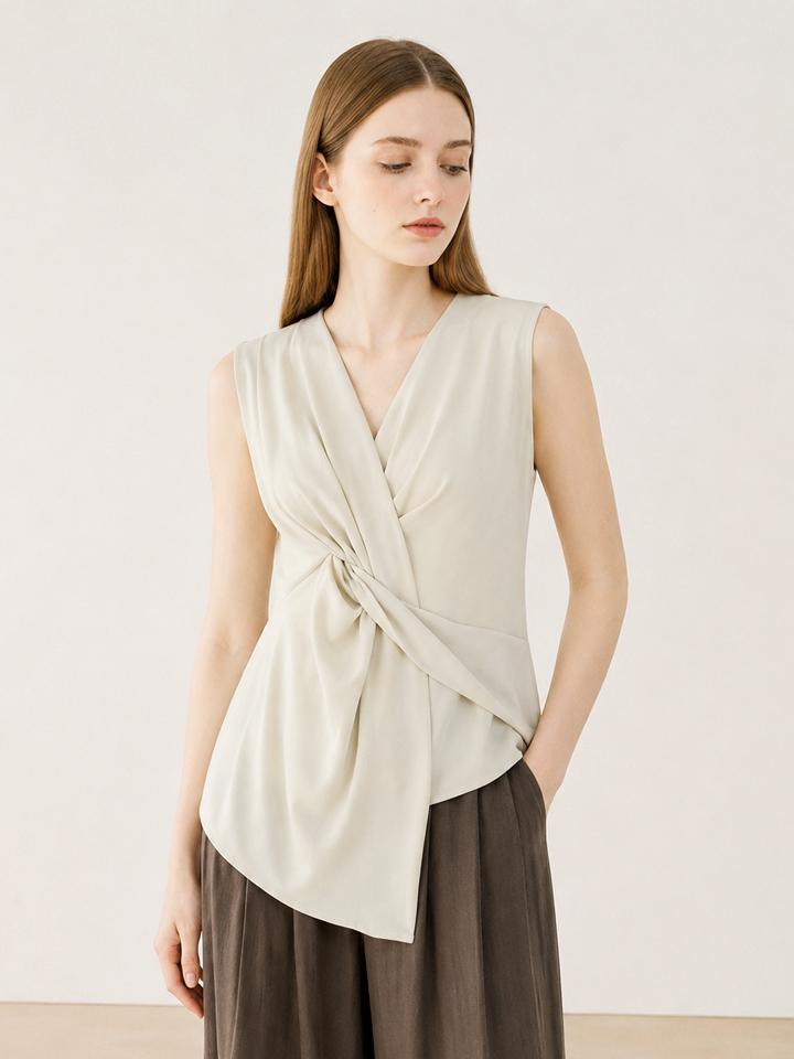 Page Flynn Twist Sleeveless Blouse_P6Bbl026C Beige/Free