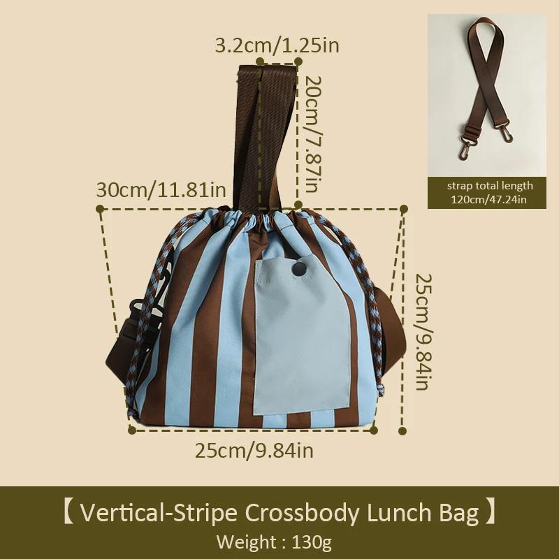 

Large Capacity Lightweight Crossbody Lunch Box Bag with Adjustable Flexible Buckle Striped Thermal Lunch Bag Outdoor Camping синій