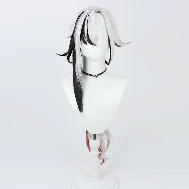 Perruque Cosplay Arlecchino Courte et Longue Lisse Argent Rouge Noir Cheveux Synthétiques Résistants à la Chaleur Perruques Jeu Anime + Bonnet de Perruque