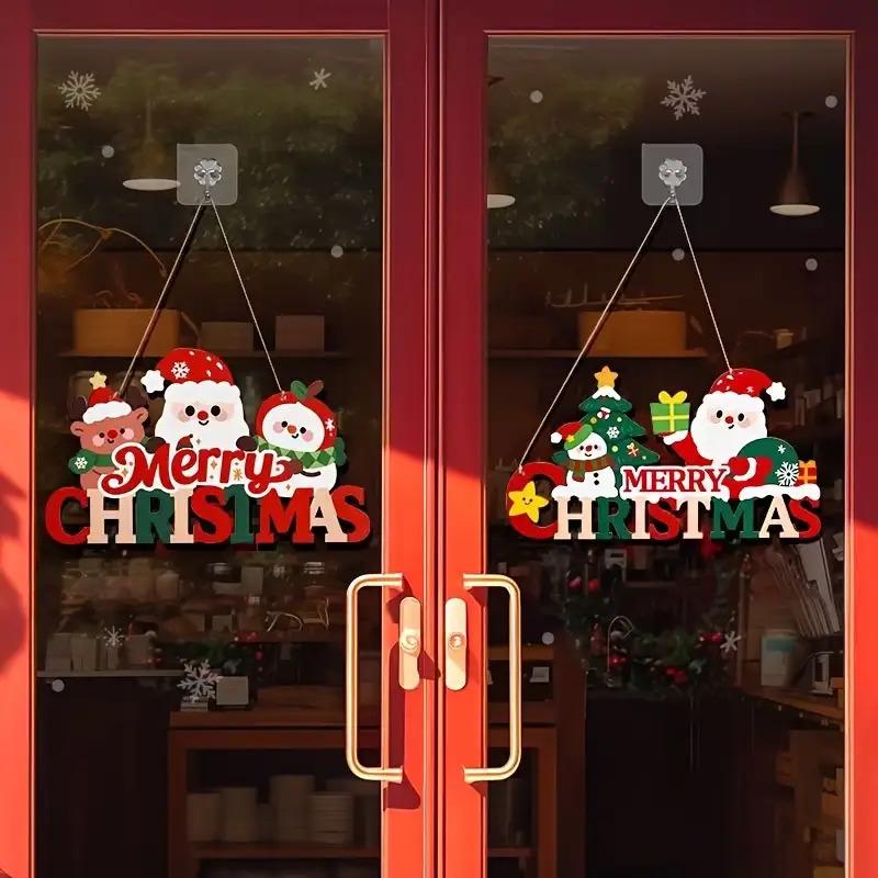 Elk Santa Claus Wooden Hanging Ornament 2026 Merry Christmas Decoration for Home Door Xmas Tree Pendants Navidad New Year 2026