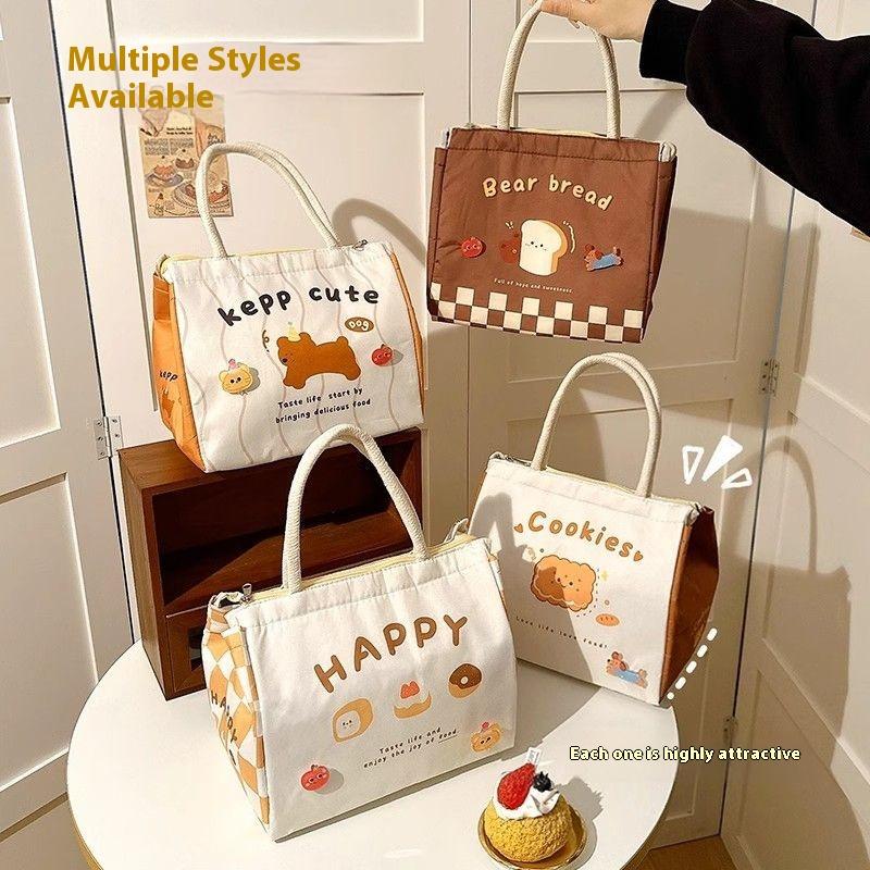 Cartoon Lunch Bag Bento Tote Pouch large-capacity lunch bag Women Cute Print Cooler Insulated Bag thick aluminum foil Handbag